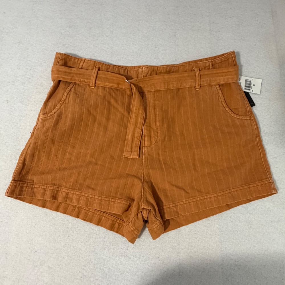 KUT from the Kloth Burnt Orange Cotton Hemp Belted Shorts Sz 16 KB40701 NEW